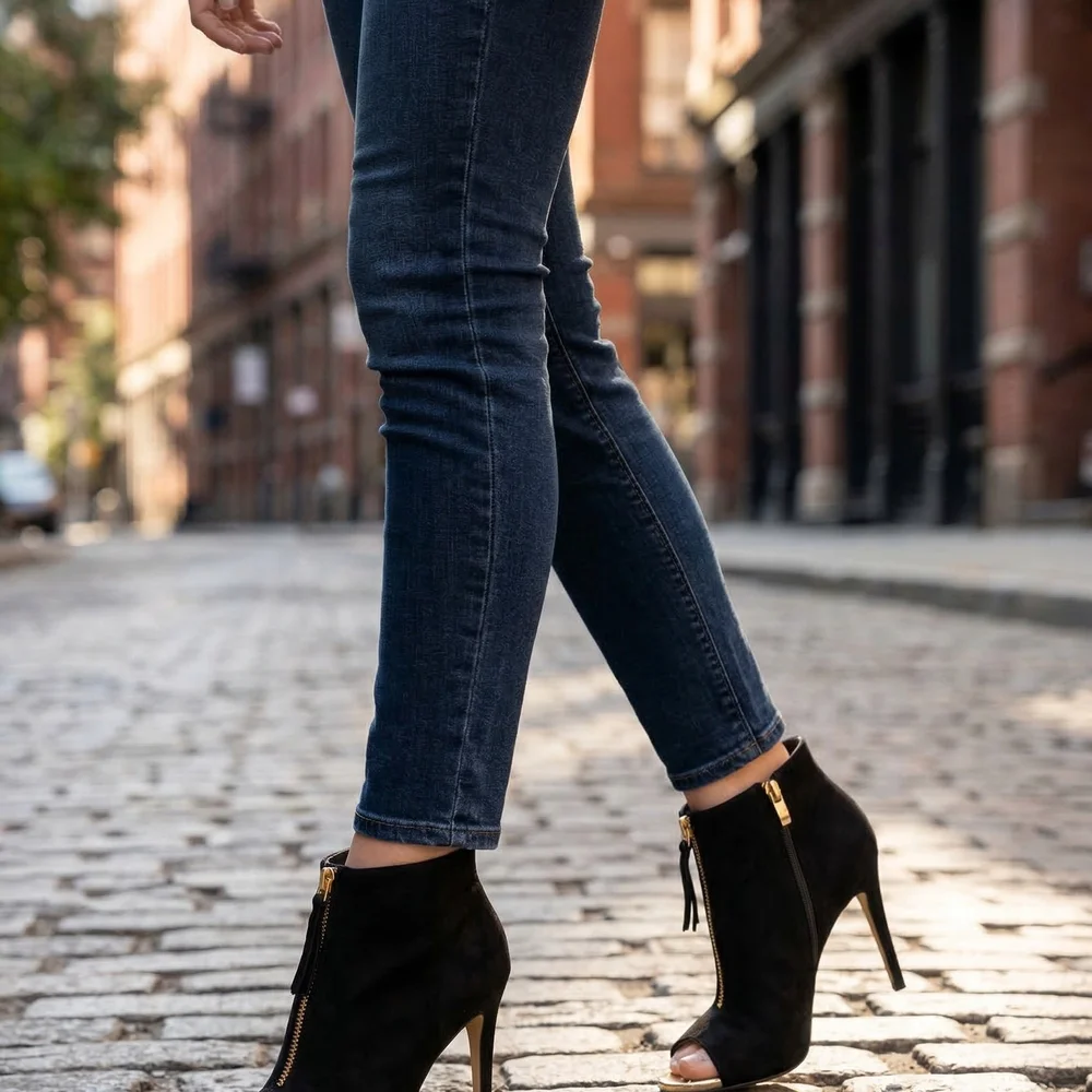 Mossimo Supply Co. Black Peep-Toe Ankle Booties